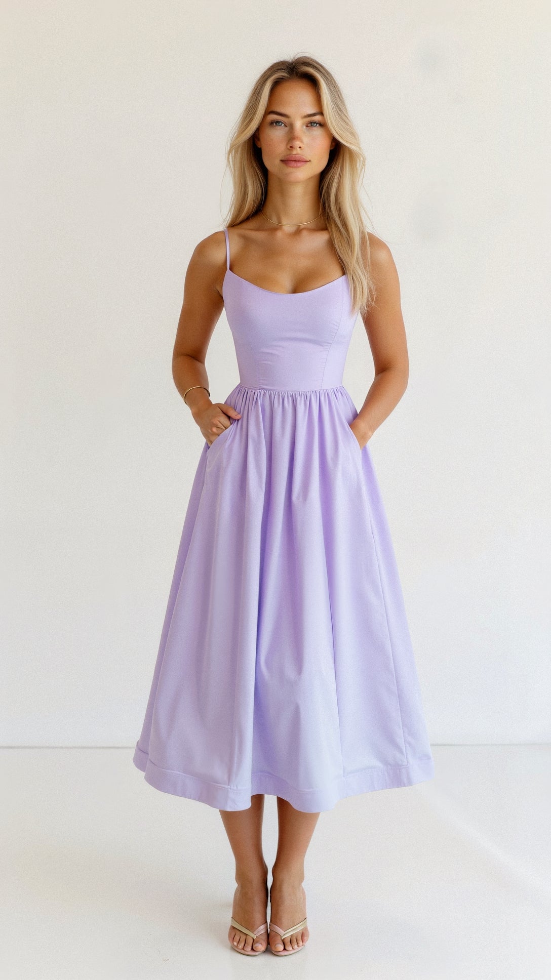 Women's Sleeveless Midi Dress — Elegant Day to Evening Dress for Summer Occasions & Garden Parties | Koossa