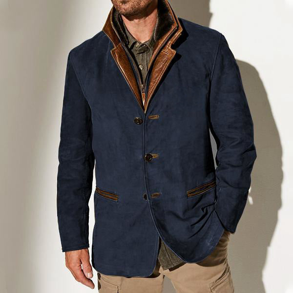 Men's Lapel Collar Blazer Jacket in Khaki, Navy & Brown – Smart Casual Outerwear for Work, Dinners & Weekends | Koossa