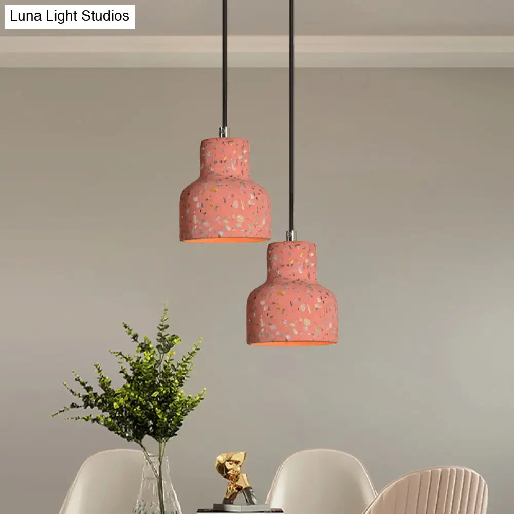 Terrazzo Cement Pendant Light, Single Bulb Downlight with Adjustable Cord for Kitchen Island, Entryway, Dining Room, Modern Industrial | Lonoma