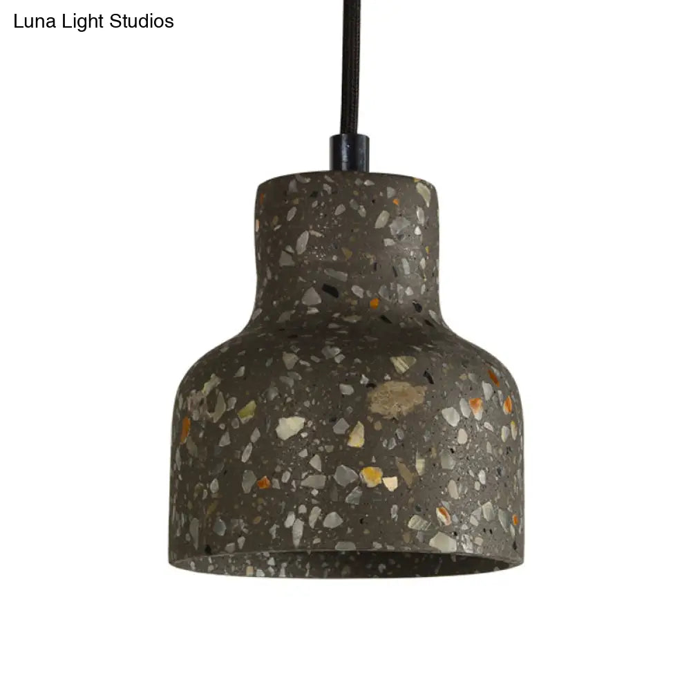 Terrazzo Cement Pendant Light, Single Bulb Downlight with Adjustable Cord for Kitchen Island, Entryway, Dining Room, Modern Industrial | Lonoma