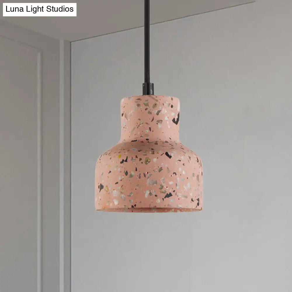 Terrazzo Cement Pendant Light, Single Bulb Downlight with Adjustable Cord for Kitchen Island, Entryway, Dining Room, Modern Industrial | Lonoma