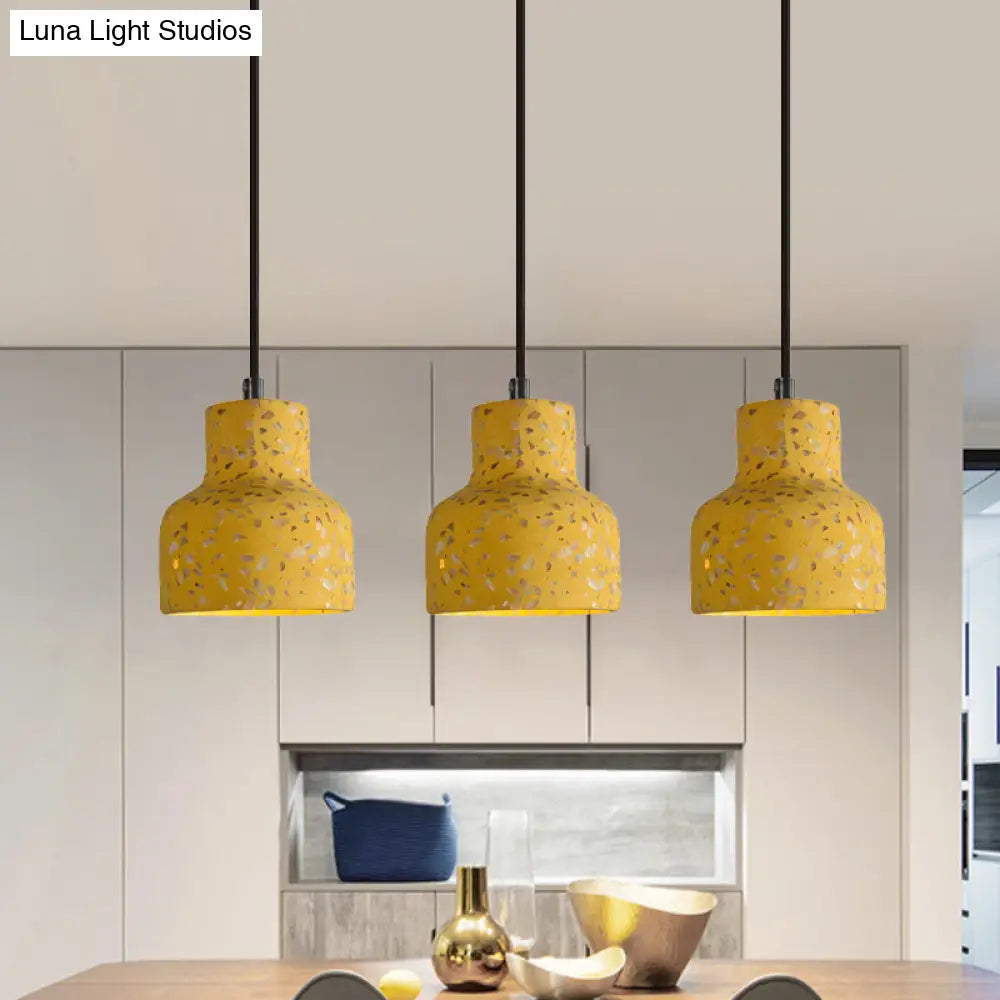 Terrazzo Cement Pendant Light, Single Bulb Downlight with Adjustable Cord for Kitchen Island, Entryway, Dining Room, Modern Industrial | Lonoma