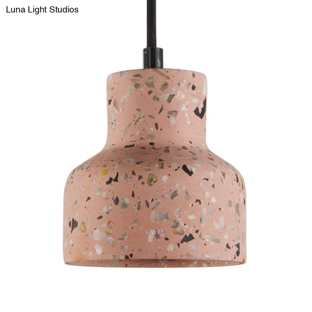 Terrazzo Cement Pendant Light, Single Bulb Downlight with Adjustable Cord for Kitchen Island, Entryway, Dining Room, Modern Industrial | Lonoma