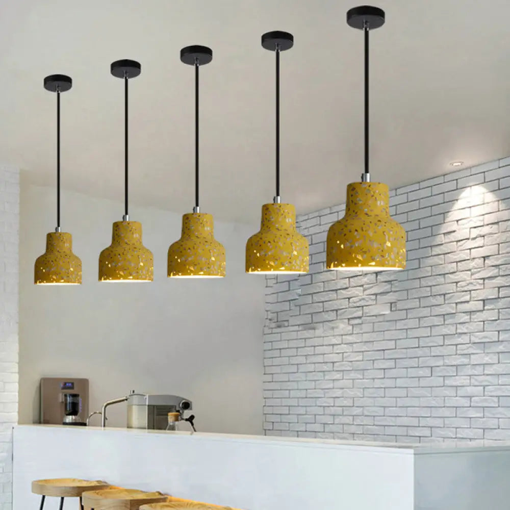Terrazzo Cement Pendant Light, Single Bulb Downlight with Adjustable Cord for Kitchen Island, Entryway, Dining Room, Modern Industrial | Lonoma