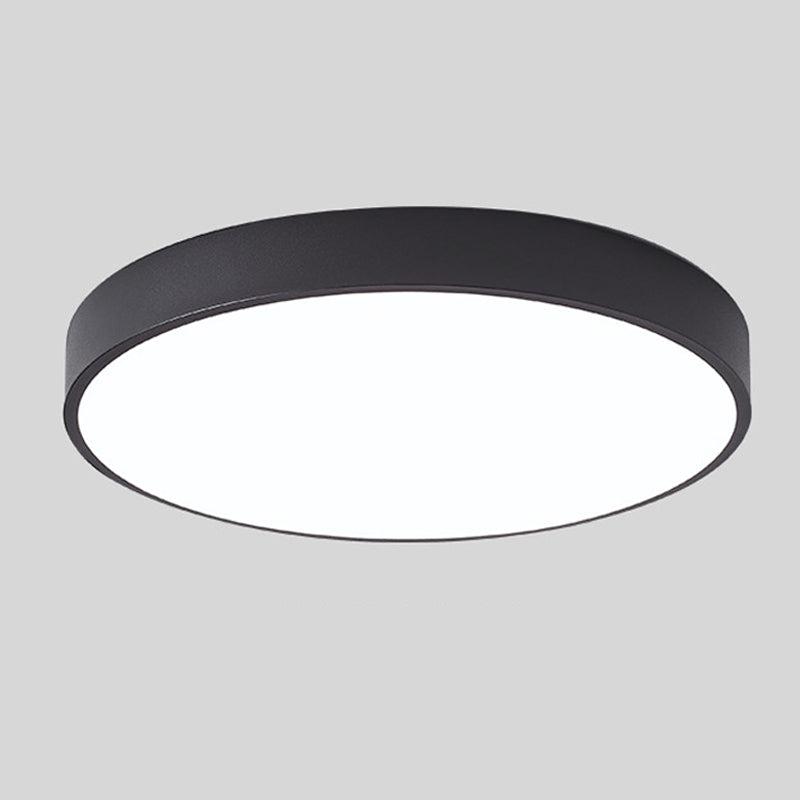 Round Flush Mount Ceiling Light with Wood Accent | Modern Nordic LED Fixture for Bedroom Living Room | 9-12 inch Macaron Design in 6 Colors | Lonoma