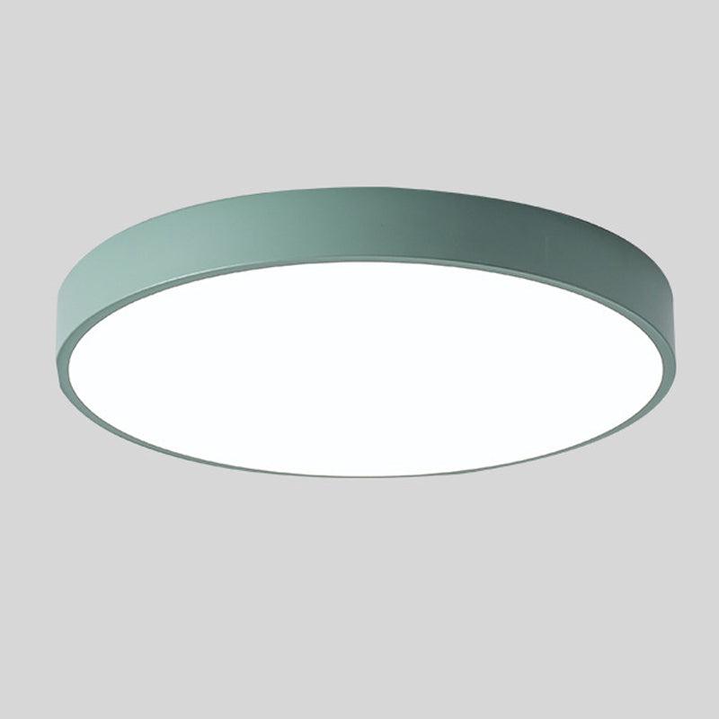 Round Flush Mount Ceiling Light with Wood Accent | Modern Nordic LED Fixture for Bedroom Living Room | 9-12 inch Macaron Design in 6 Colors | Lonoma