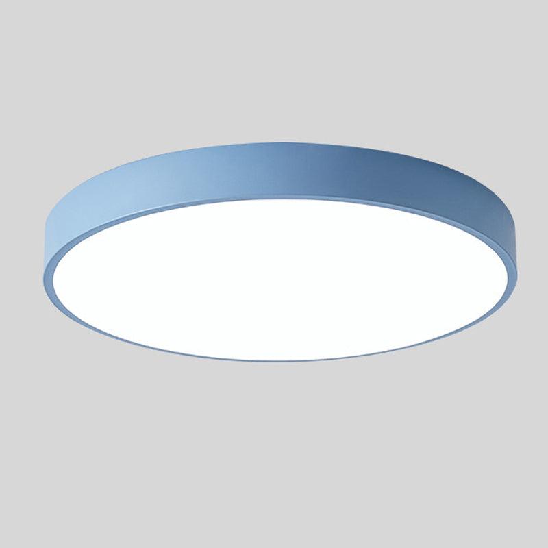 Round Flush Mount Ceiling Light with Wood Accent | Modern Nordic LED Fixture for Bedroom Living Room | 9-12 inch Macaron Design in 6 Colors | Lonoma