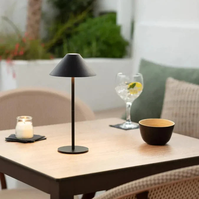 Lampe de table LED sans fil tactile dimmable intérieur extérieur étanche IP54 métal acier rechargeable portable | Koossa