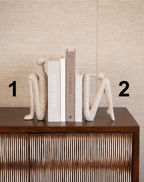 Serre-livres Sculpture Silhouette Humaine 27 cm Polyrésine Beige Décoration Moderne Bibliothèque Bureau | Koossa