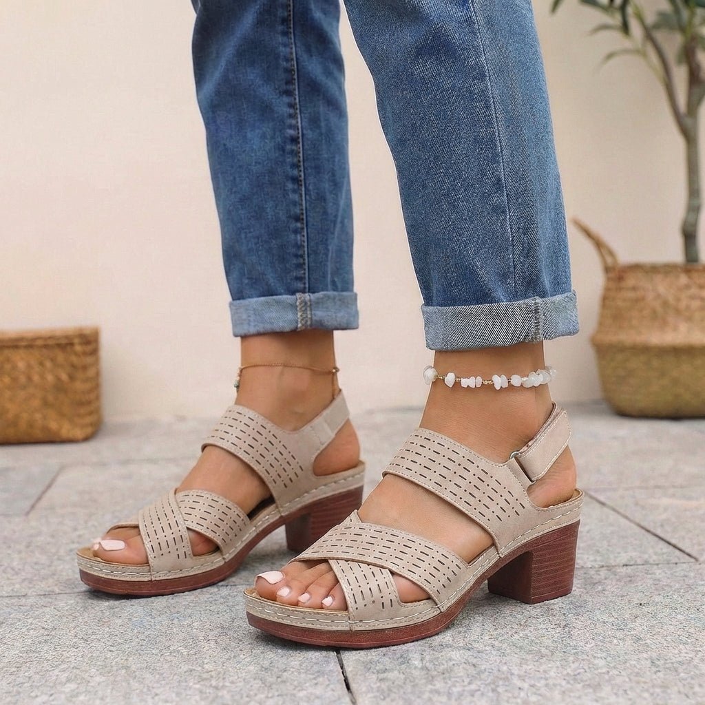 Platform Sandals with Contoured Footbed and Block Heel | Koossa