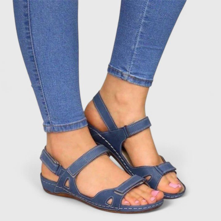 Supportive Ankle-Strap Sandals in Grey, Brown, Blue & Red for Warm-Weather Walking | Koossa