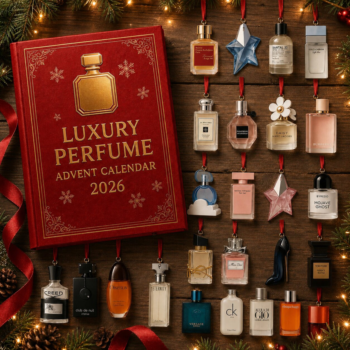 24-Day Holiday Countdown Calendar with Decorative Perfume Bottle Designs for Women | Festive Advent Gift Set with Daily Surprises | Lonoma