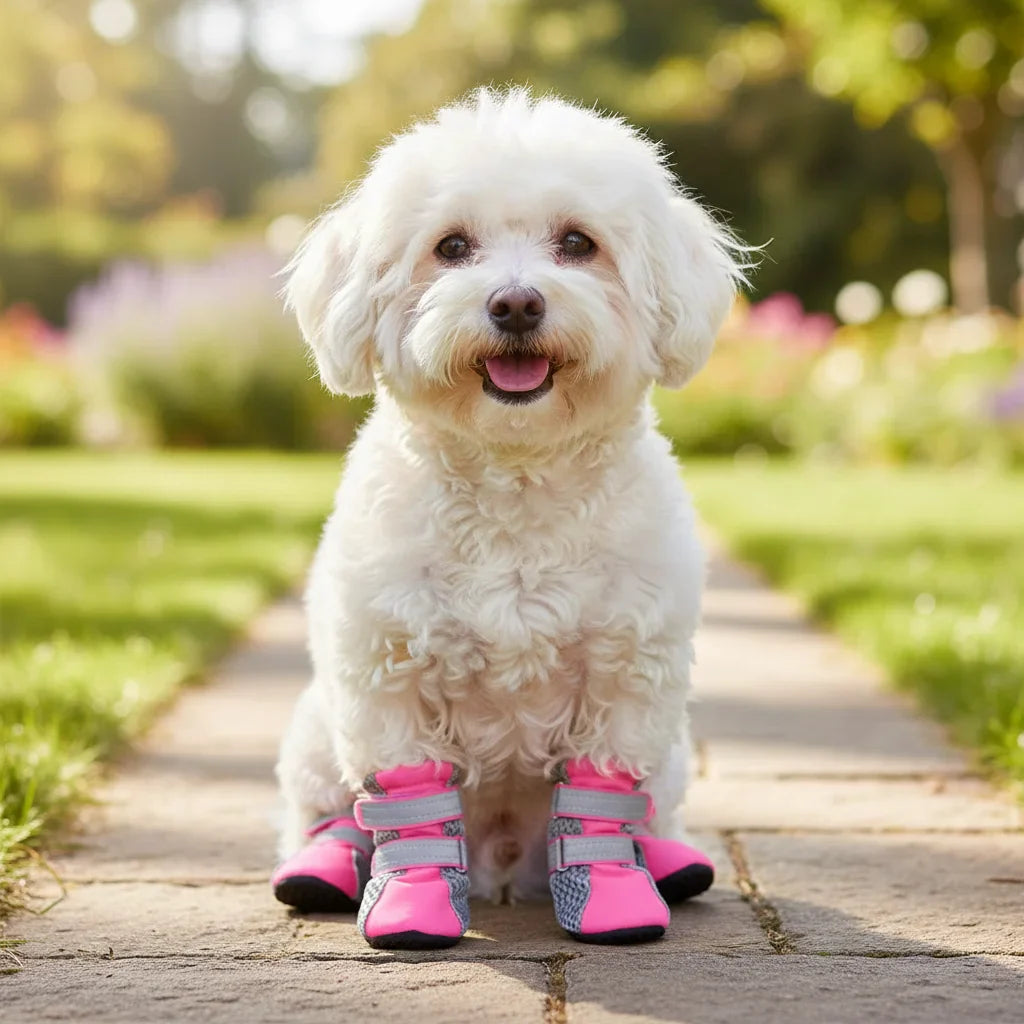 Dog Shoes Breathable Mesh Rubber Anti-Slip Sole Set of 4 S M L XL Waterproof Reflective All Season Boots | Koossa