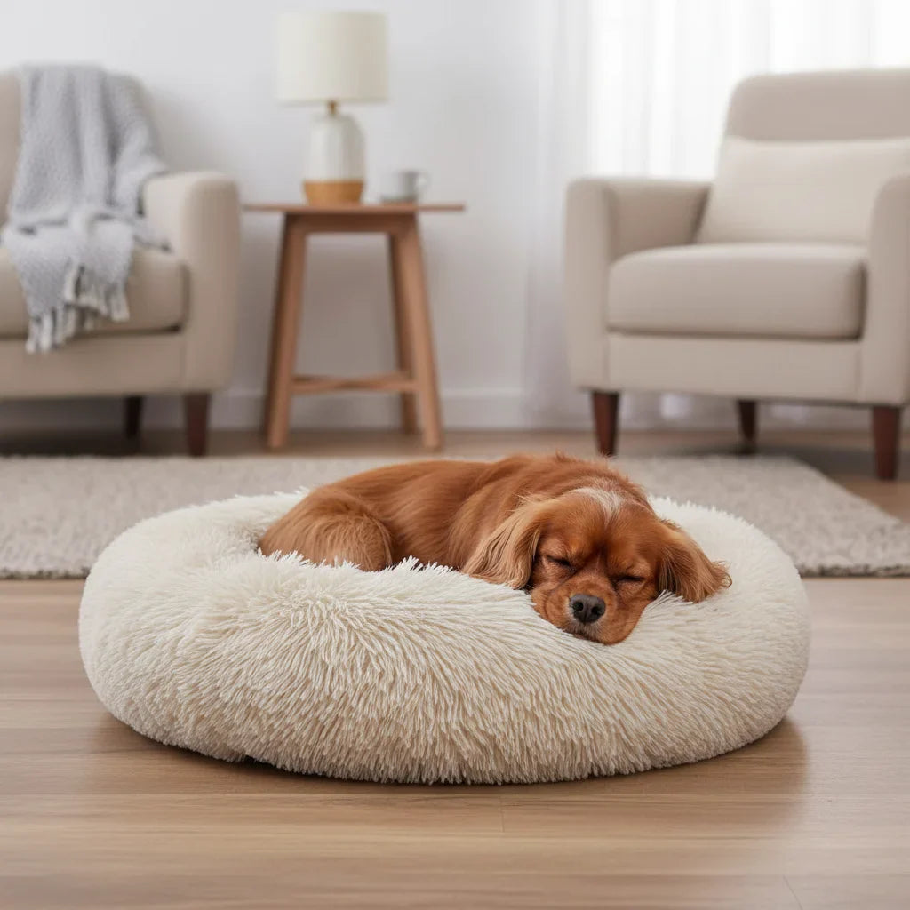 Dog Donut Bed Plush Self-Warming Raised Rim S–3XL 40–100cm Joint Support Calming Cat Dog Round Nest Bed Washable | Koossa