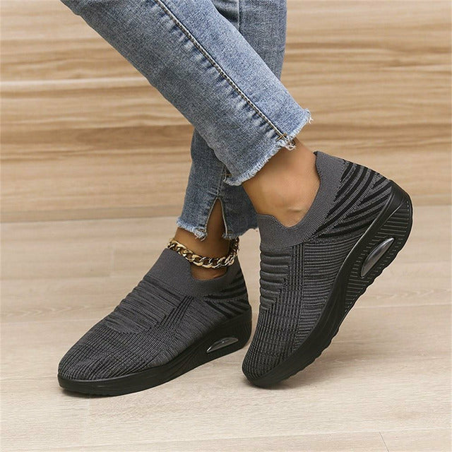 Women's Knitted Slip-On Platform Trainers in Light Violet, Pink, Black, Blue, Purple and Grey for Everyday Comfort and All-Day Walking | Koossa