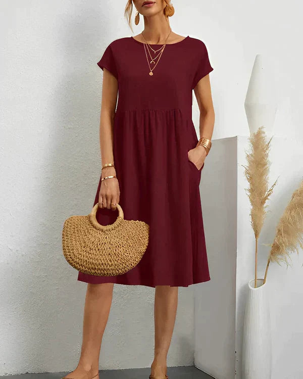 Women's Round Neck Dress in Soft Jersey | Tailored Fit | Day to Evening Wear | Available in Eight Classic Colours | Koossa