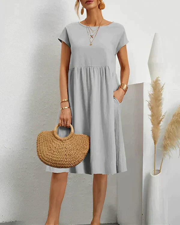 Women's Round Neck Dress in Soft Jersey | Tailored Fit | Day to Evening Wear | Available in Eight Classic Colours | Koossa