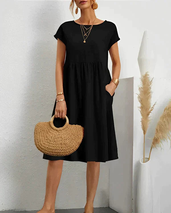 Women's Round Neck Dress in Soft Jersey | Tailored Fit | Day to Evening Wear | Available in Eight Classic Colours | Koossa