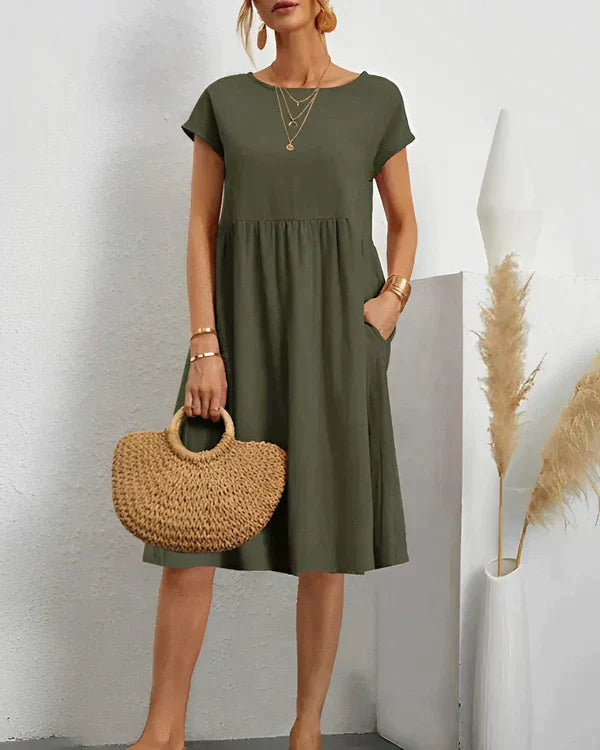 Women's Round Neck Dress in Soft Jersey | Tailored Fit | Day to Evening Wear | Available in Eight Classic Colours | Koossa