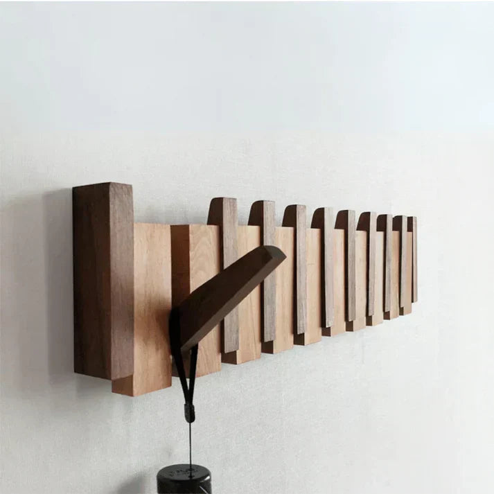 Patère Murale Motif Touches de Piano en Bois Massif avec Crochets Entrée Couloir Chambre Décor Musical | Koossa