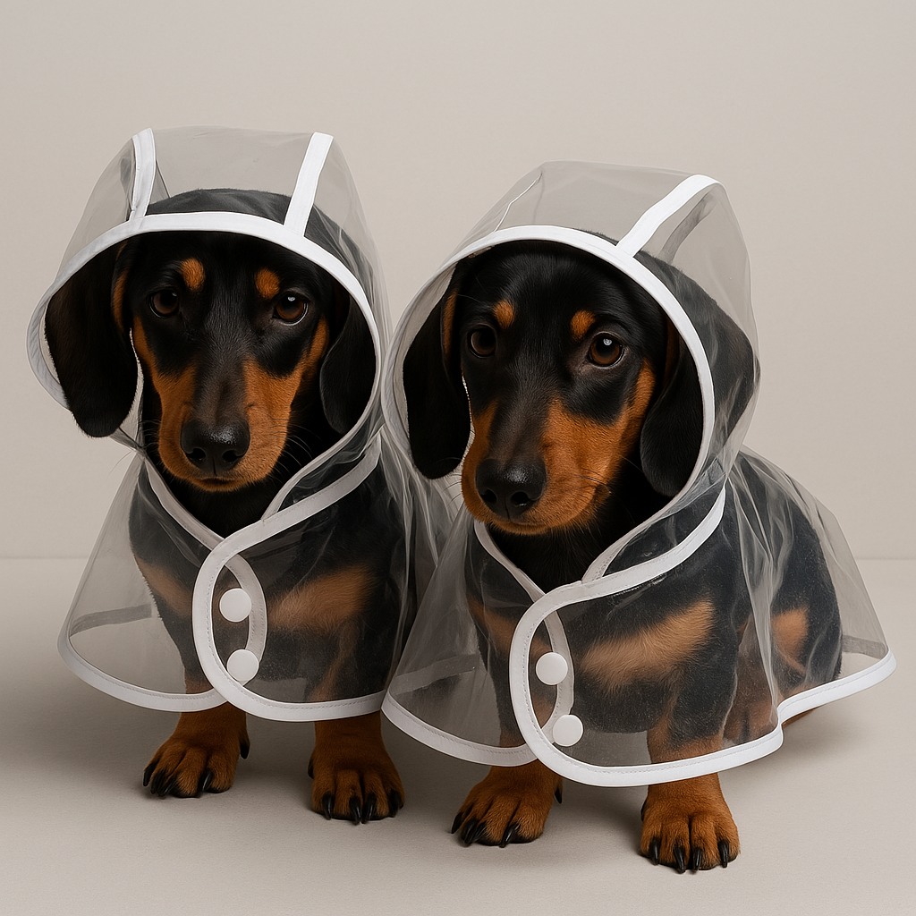 Dog Raincoat Transparent Waterproof Hooded Dachshund Small Dog Rain Cape Poncho Clear PVC Lightweight Windproof Puppy Wet Weather | Koossa