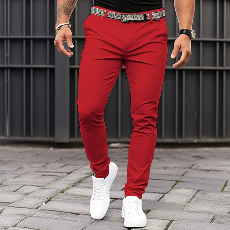 Men's Tapered Stretch Trousers | Dark Grey Slim Leg Jogger-Style Bottoms for Smart Casual Everyday Wear | Koossa
