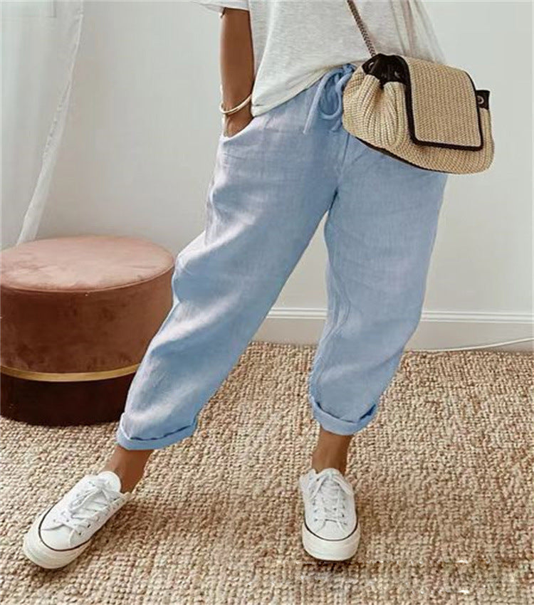 Women's Wide-Leg Trousers with Elasticated Drawstring Waist — Elegant Relaxed-Fit Trousers for Everyday Wear & Smart Casual Occasions | Koossa