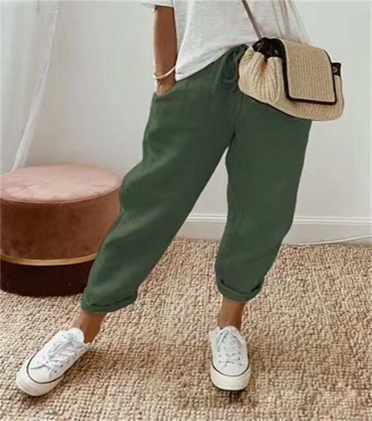 Women's Wide-Leg Trousers with Elasticated Drawstring Waist — Elegant Relaxed-Fit Trousers for Everyday Wear & Smart Casual Occasions | Koossa