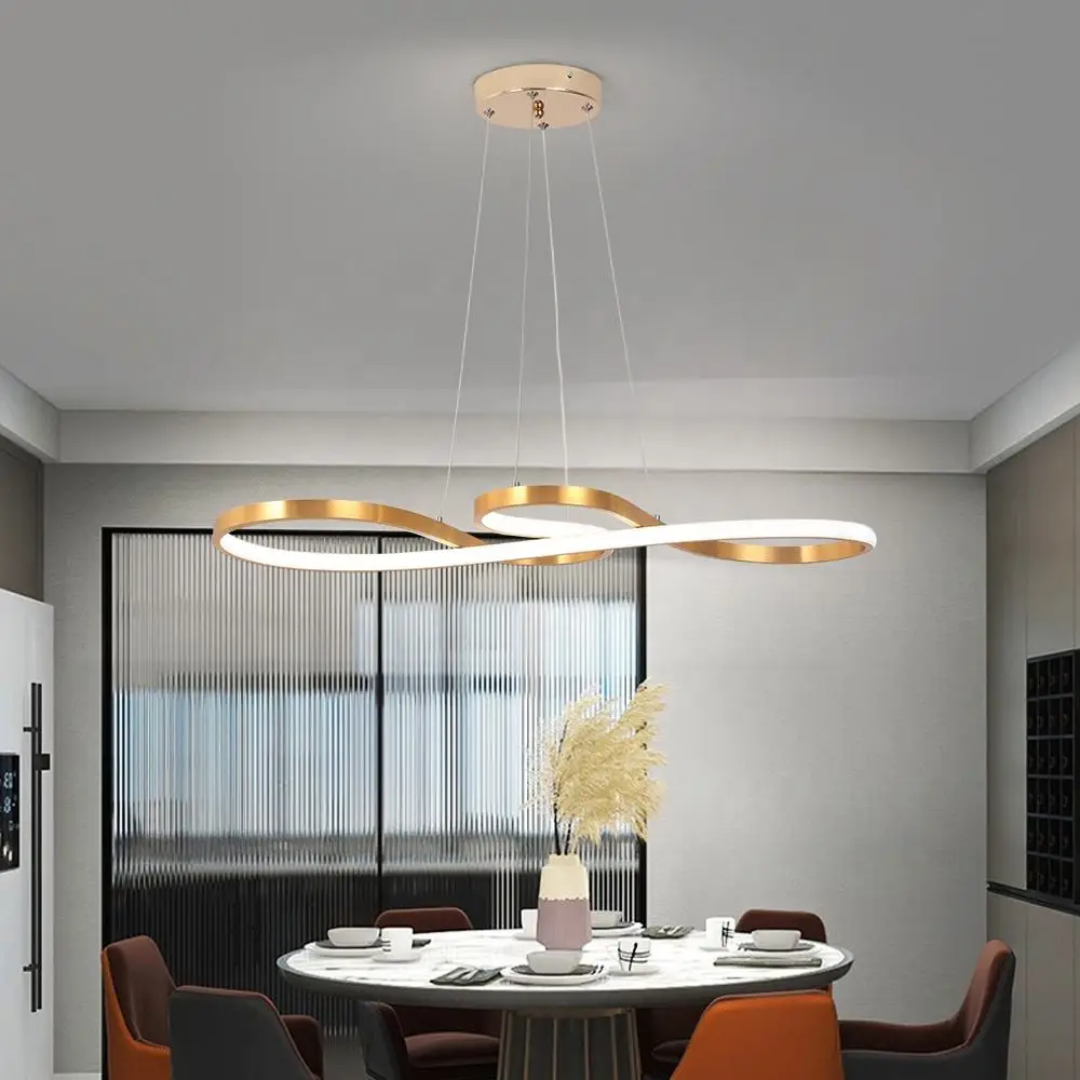 Suspension LED à Anneaux Réglable en Hauteur Trois Températures de Couleur Aluminium Acrylique Design Moderne | Koossa