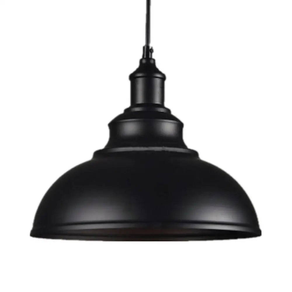 Industrial Metal Dome Pendant Light in Black, White or Rust – Farmhouse Bowl Hanging Ceiling Lamp for Kitchen Island & Dining Room | Lonoma