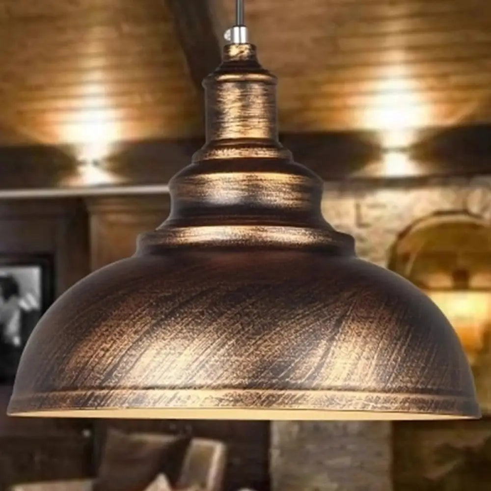 Industrial Metal Dome Pendant Light in Black, White or Rust – Farmhouse Bowl Hanging Ceiling Lamp for Kitchen Island & Dining Room | Lonoma
