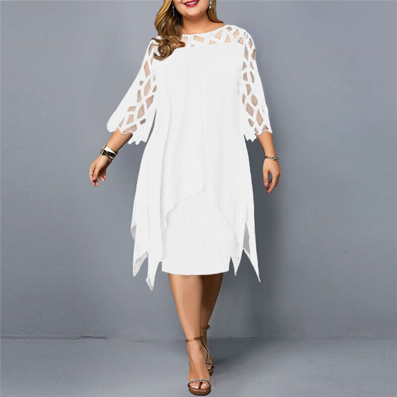 Women's Elegant Midi Dress with Lace Sleeves — Timeless Autumn Dress for Cocktail Parties & Special Occasions | Koossa