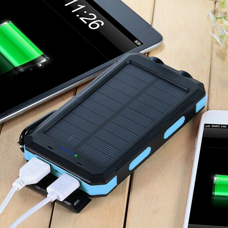 Batterie Externe Solaire 500000mAh Étanche Double USB avec Lampe LED pour Camping Randonnée Urgences Plein Air | Koossa