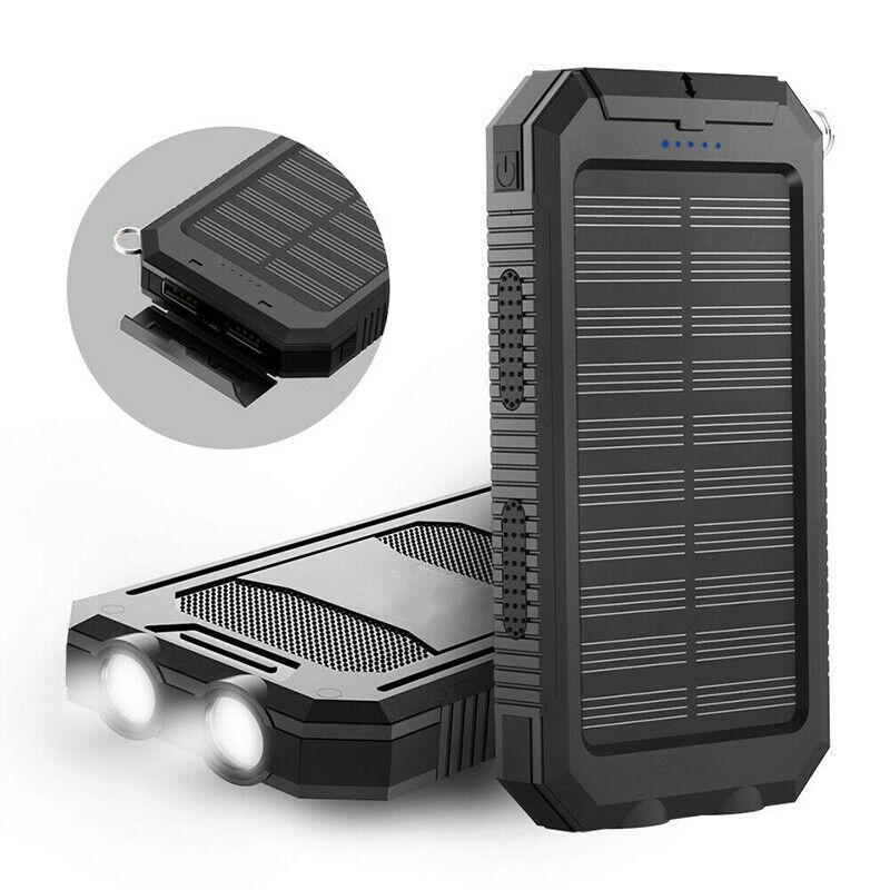 Batterie Externe Solaire 500000mAh Étanche Double USB avec Lampe LED pour Camping Randonnée Urgences Plein Air | Koossa