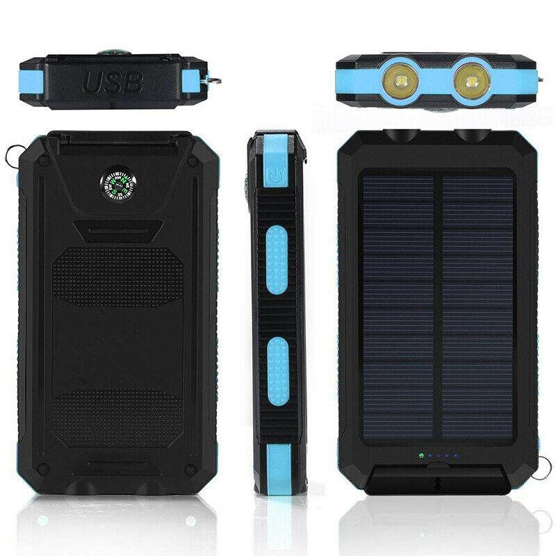 Batterie Externe Solaire 500000mAh Étanche Double USB avec Lampe LED pour Camping Randonnée Urgences Plein Air | Koossa