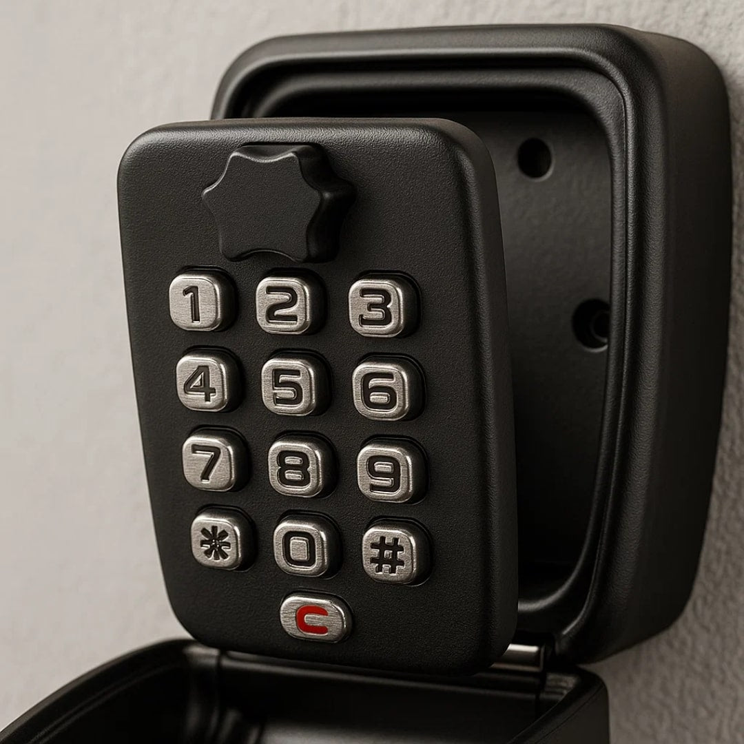 Wall Mount Key Lock Box with Combination Lock, Black Zinc Alloy, Weatherproof Outdoor Indoor Key Safe for Front Door, Garage, Rental | Lonoma