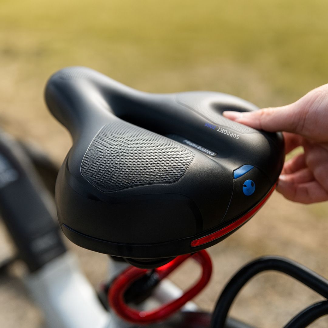 Bike Seat with Gel Foam Padding, Spring Suspension & Rear Reflector, Comfortable Bicycle Saddle for Road, Mountain & Cruiser Bikes | Lonoma