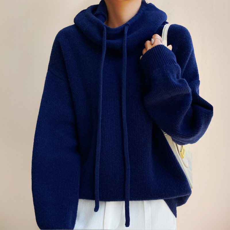 Women's Oversized Funnel Neck Hoodie in Soft Fleece — Relaxed Leisure Jumper with Drawstring Detail for Casual Elegance | Koossa