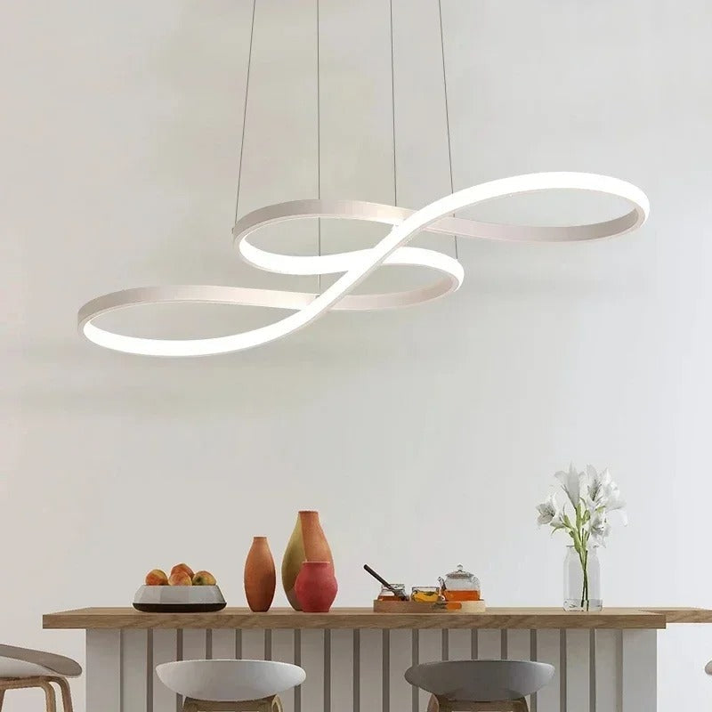Suspension LED à Anneaux Réglable en Hauteur Trois Températures de Couleur Aluminium Acrylique Design Moderne | Koossa
