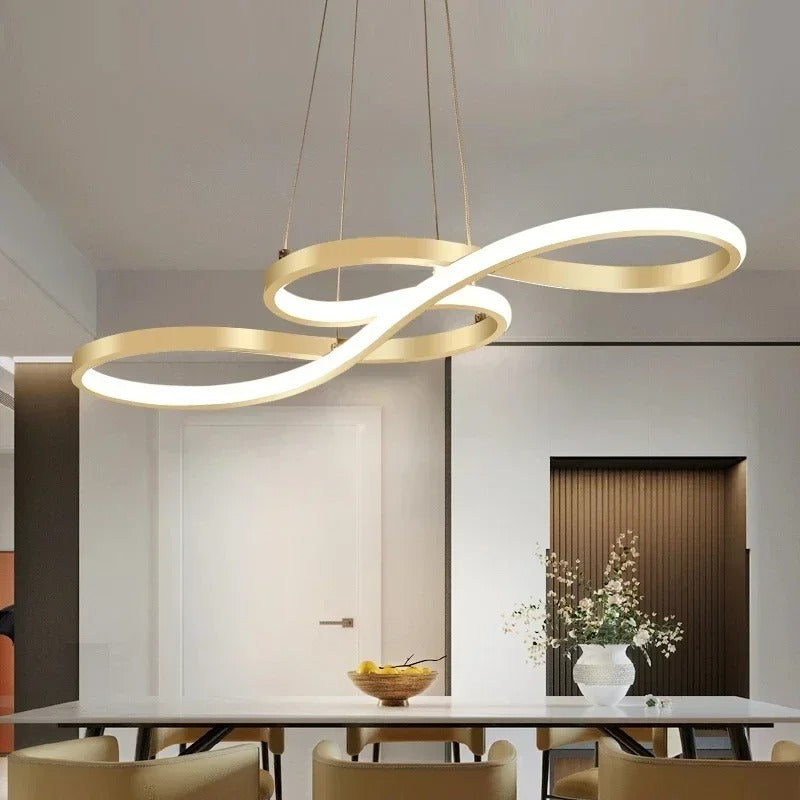 Suspension LED à Anneaux Réglable en Hauteur Trois Températures de Couleur Aluminium Acrylique Design Moderne | Koossa