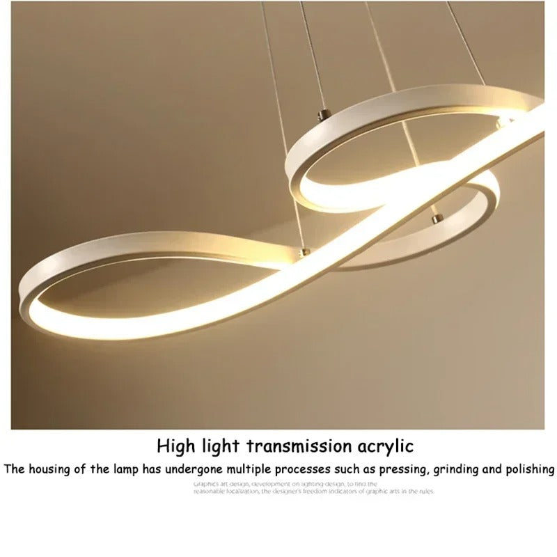 Suspension LED à Anneaux Réglable en Hauteur Trois Températures de Couleur Aluminium Acrylique Design Moderne | Koossa