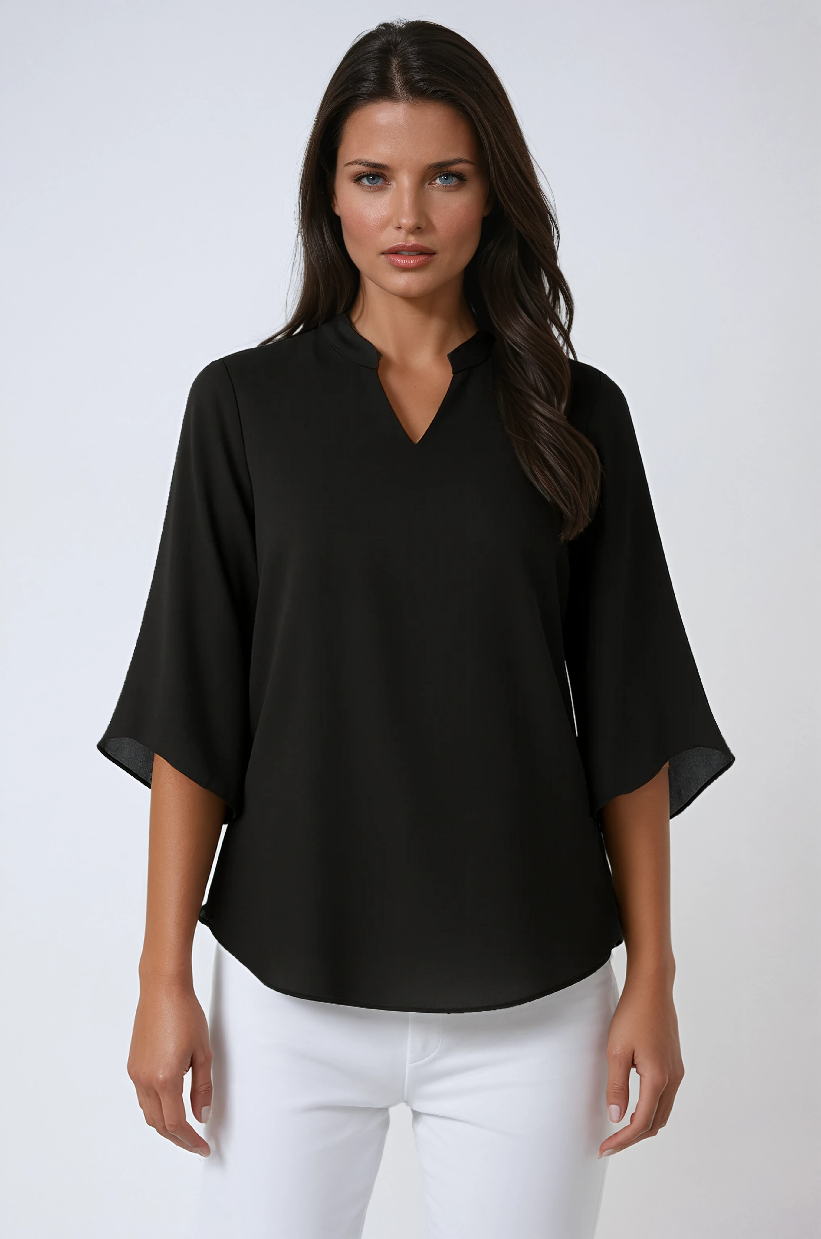 Flowing Chiffon V-Neck Blouse with Flutter Sleeves in Six Colours – Lightweight Spring Summer Wardrobe Essential for Women | Koossa