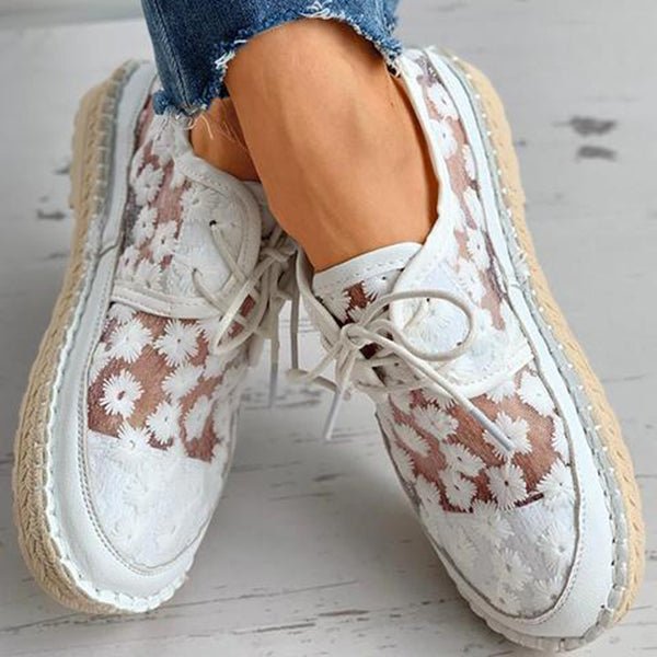Women's Orthopedic Slip-On Shoes with Arch Support, Floral Embroidered Breathable Walking Shoes for All-Day Comfort, Spring Summer Footwear | Lonoma