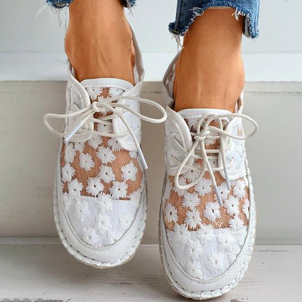 Women's Orthopedic Slip-On Shoes with Arch Support, Floral Embroidered Breathable Walking Shoes for All-Day Comfort, Spring Summer Footwear | Lonoma