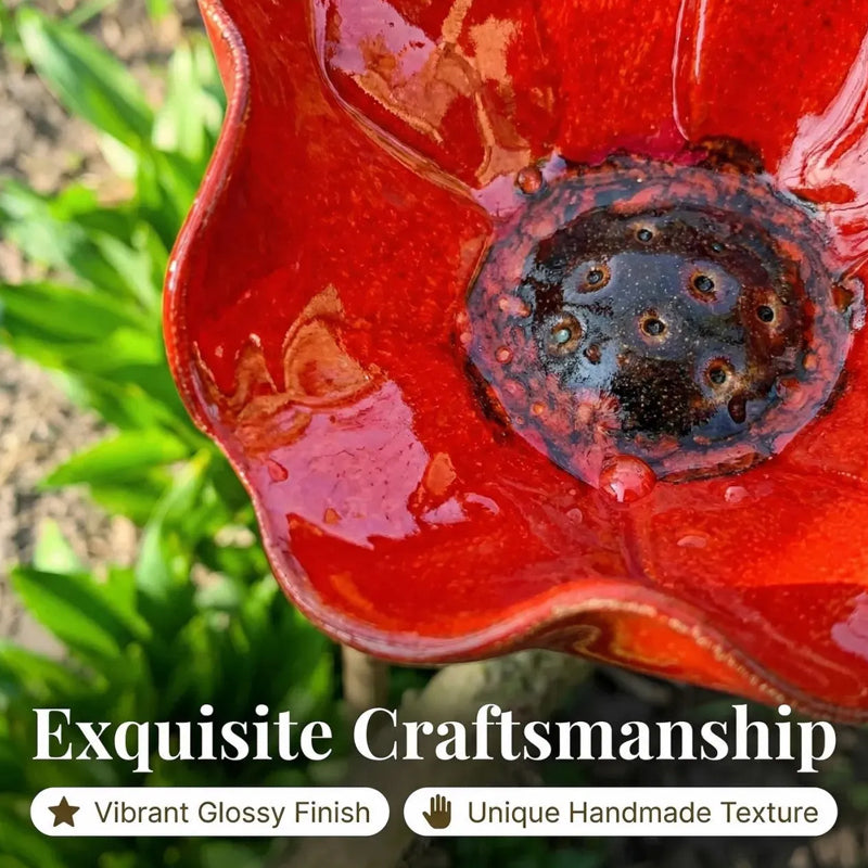 Pique décoratif en métal avec abreuvoir pour oiseaux 60 cm fleur colorée biodiversité jardin extérieur | Koossa