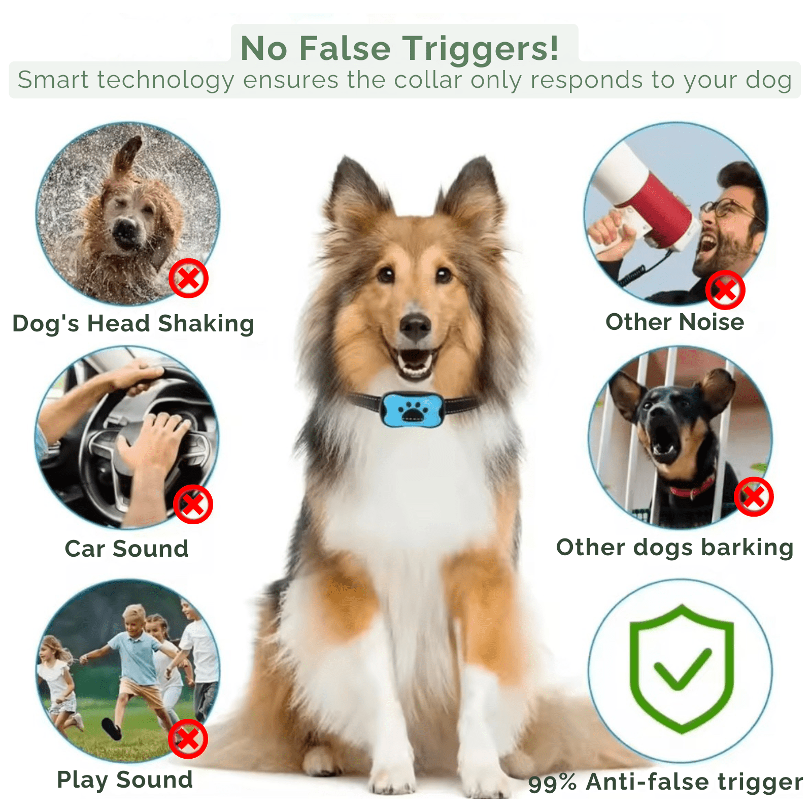Dog Bark Collar Beep Vibration Rechargeable USB Adjustable 4.7–22 in 7 Sensitivity Levels Anti-Bark Training | Koossa