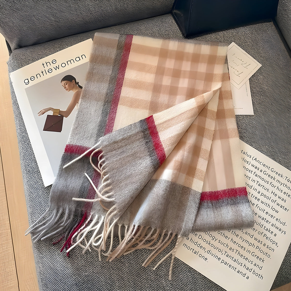 Plaid Cashmere Winter Scarf for Women 79 × 28 in Soft Wool Wrap Shawl Classic Checked Pattern Cold Weather Accessory | Lonoma