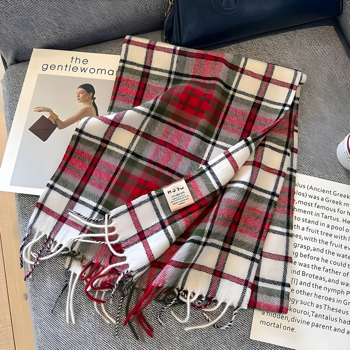 Plaid Cashmere Winter Scarf for Women 79 × 28 in Soft Wool Wrap Shawl Classic Checked Pattern Cold Weather Accessory | Lonoma