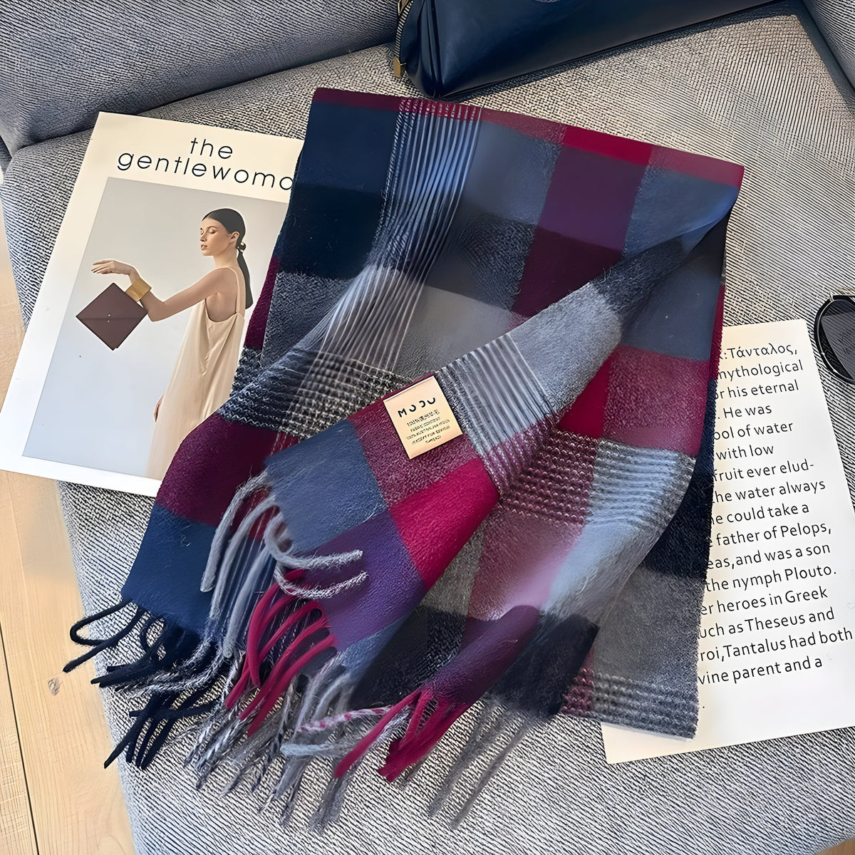 Plaid Cashmere Winter Scarf for Women 79 × 28 in Soft Wool Wrap Shawl Classic Checked Pattern Cold Weather Accessory | Lonoma