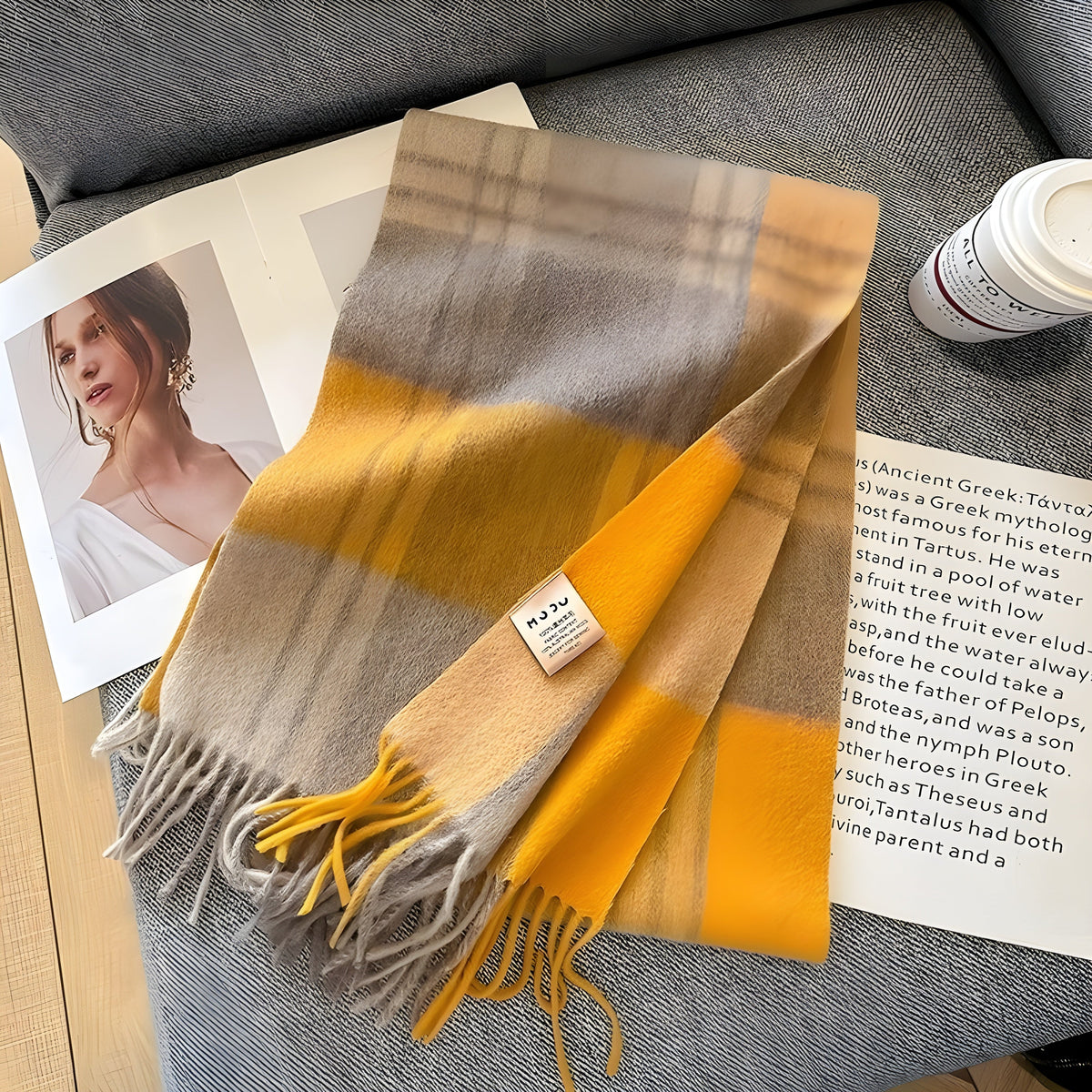 Plaid Cashmere Winter Scarf for Women 79 × 28 in Soft Wool Wrap Shawl Classic Checked Pattern Cold Weather Accessory | Lonoma